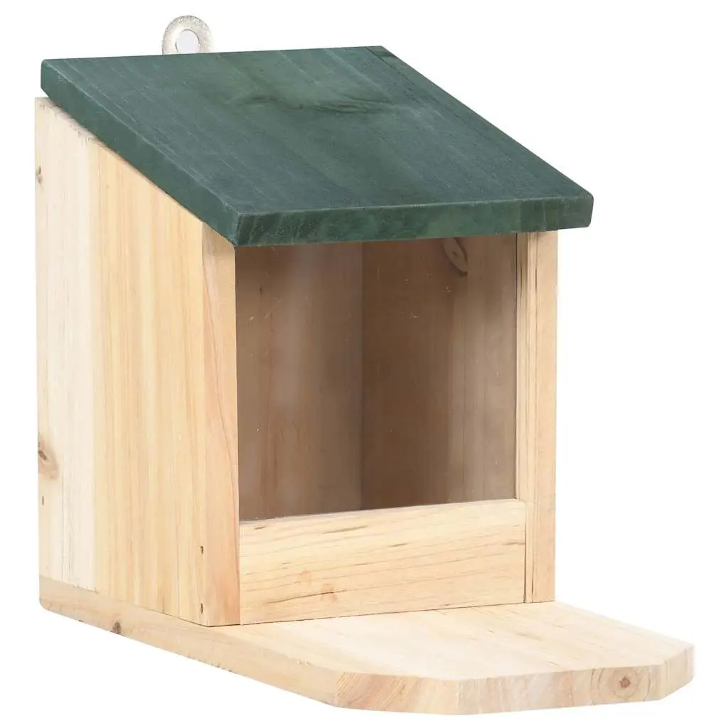 Wooden Squirrel House Outdoor Feeding Station 4 Piece Beige