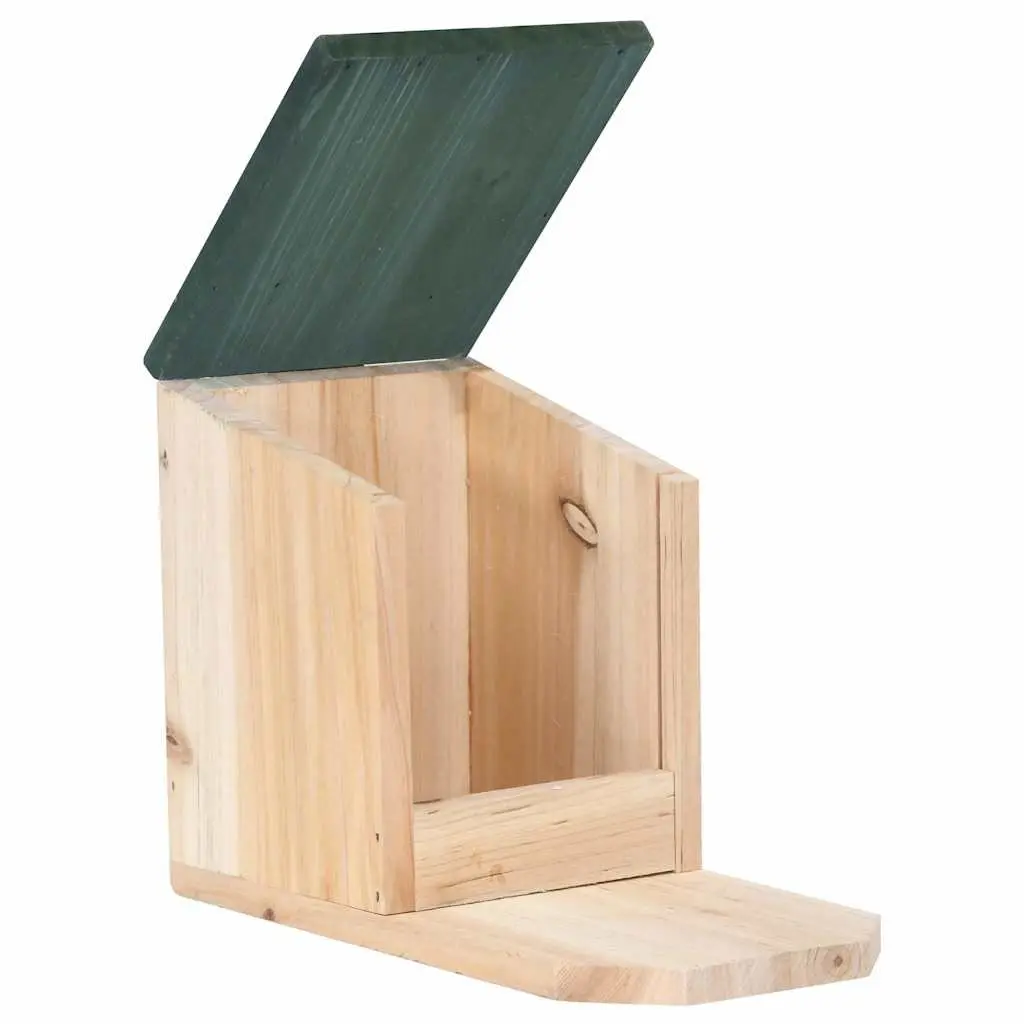 Wooden Squirrel House Outdoor Feeding Station 4 Piece Beige