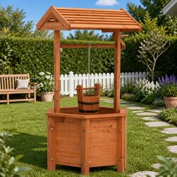 Wooden Wishing Well Planter: Practical and Value-Focused