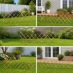 Wooden Trellis Fence Panel 5 pcs Expandable Garden Barrier Outdoor Privacy