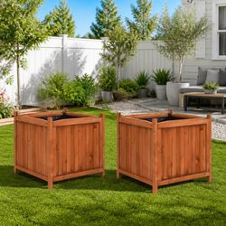 Reliable 2 Pack Raised Garden Beds in Brown Firwood