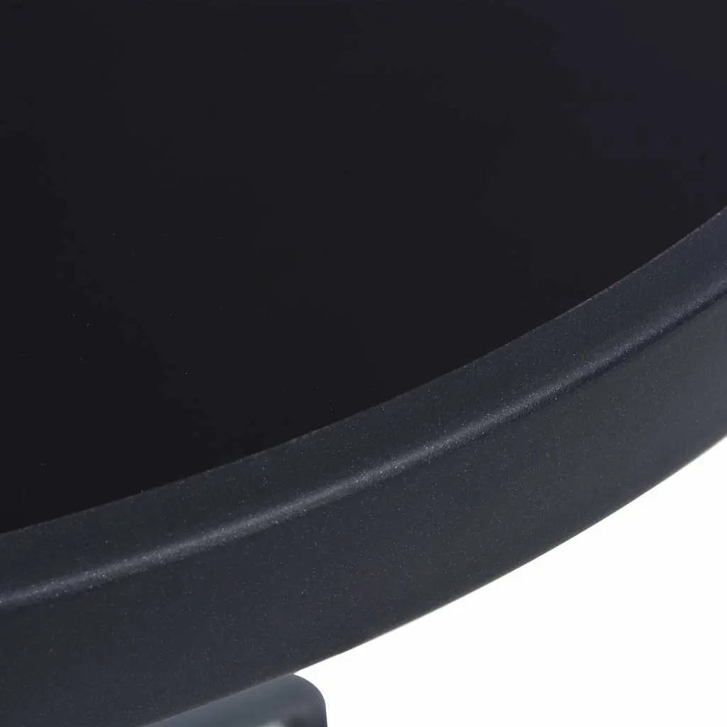 Round Garden Table 80cm Black Steel Frame Glass Top Patio Outdoor Dining