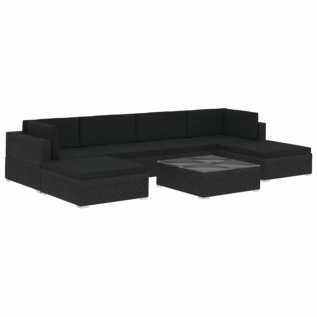 Outdoor Garden Lounge Set 7 Piece Poly Rattan Sofa Patio Furniture with Cushions