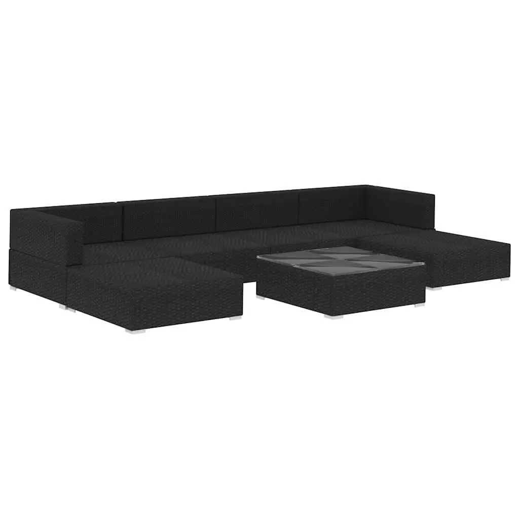 Outdoor Garden Lounge Set 7 Piece Poly Rattan Sofa Patio Furniture with Cushions