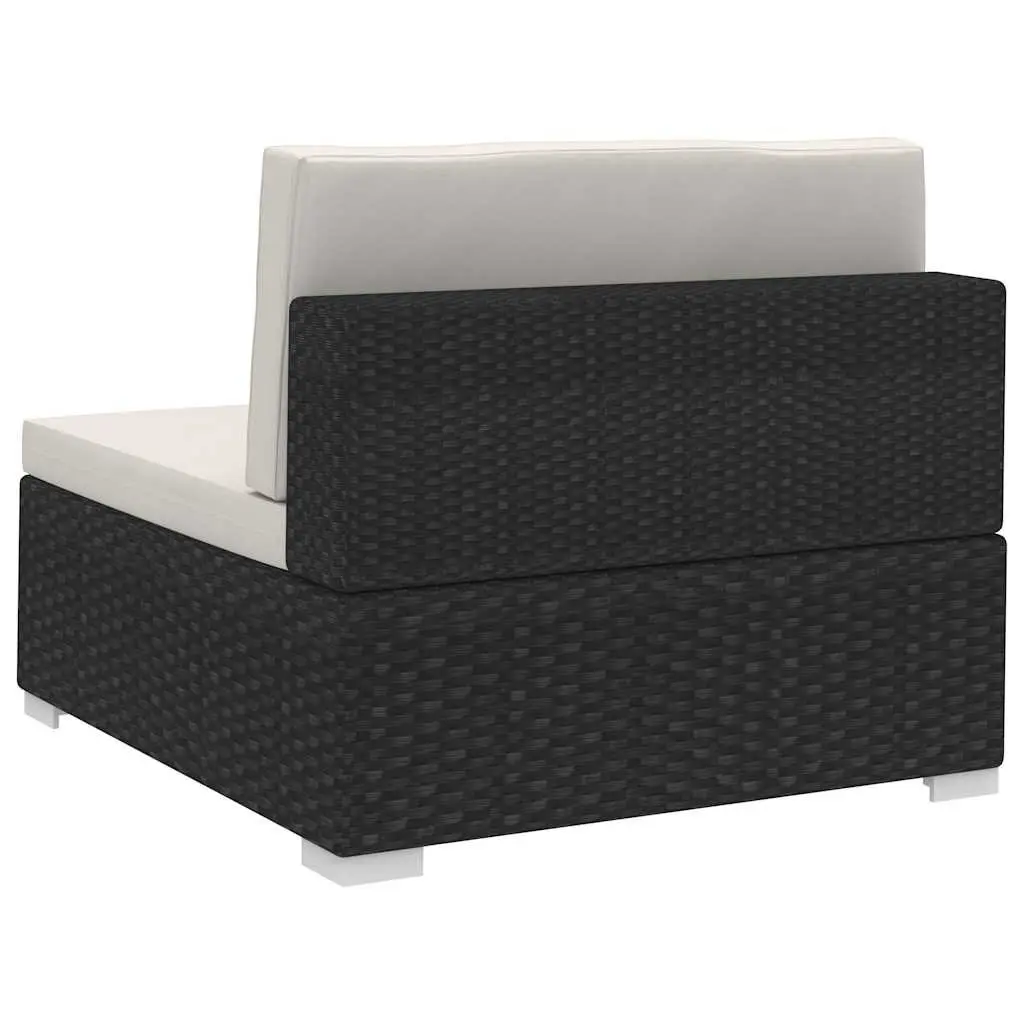 Outdoor Sofa Set 3 Piece Poly Rattan Garden Furniture Black