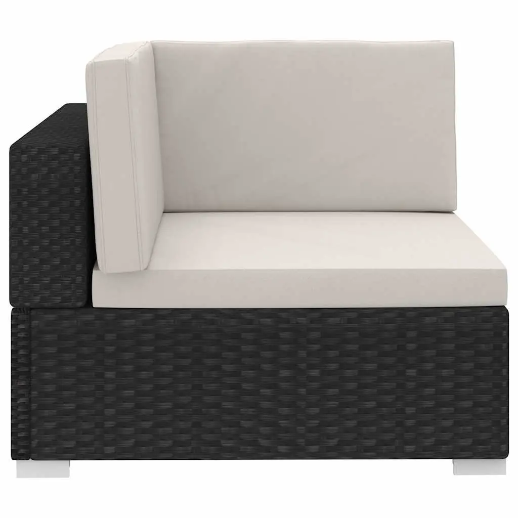 Outdoor Sofa Set 3 Piece Poly Rattan Garden Furniture Black
