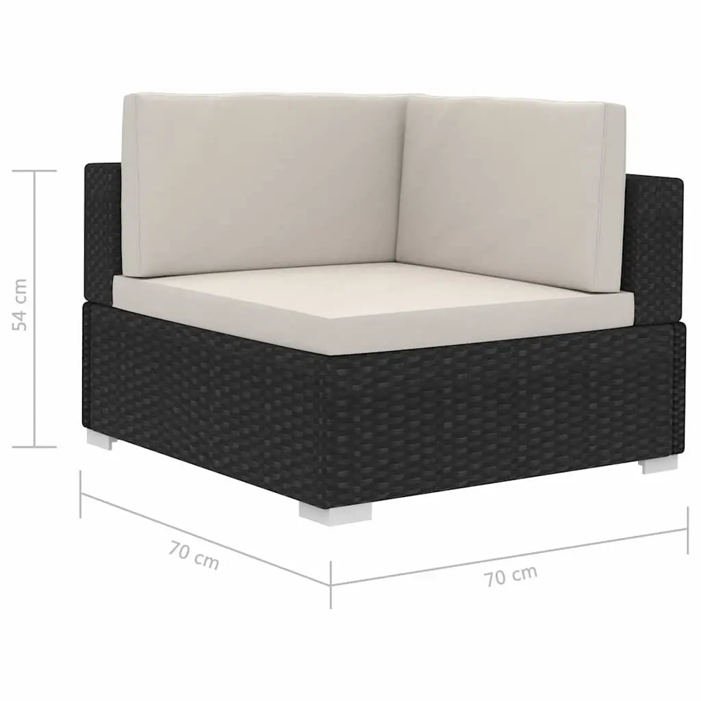 Outdoor Sofa Set 3 Piece Poly Rattan Garden Furniture Black