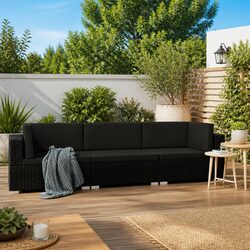 Practical Black Garden Sofa Set – 3-Piece Design