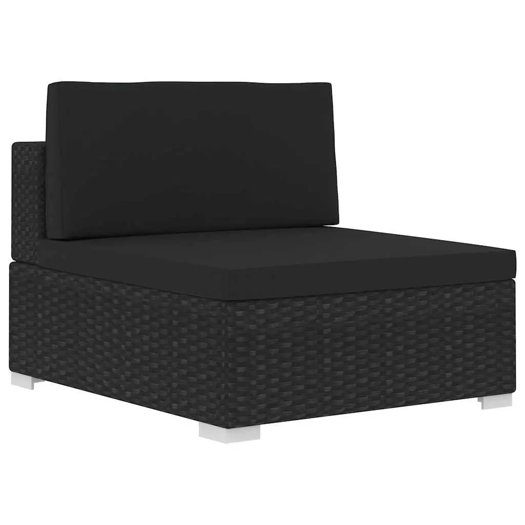 Outdoor Garden Sofa Set 3 Piece Poly Rattan Patio Furniture with Cushions Black