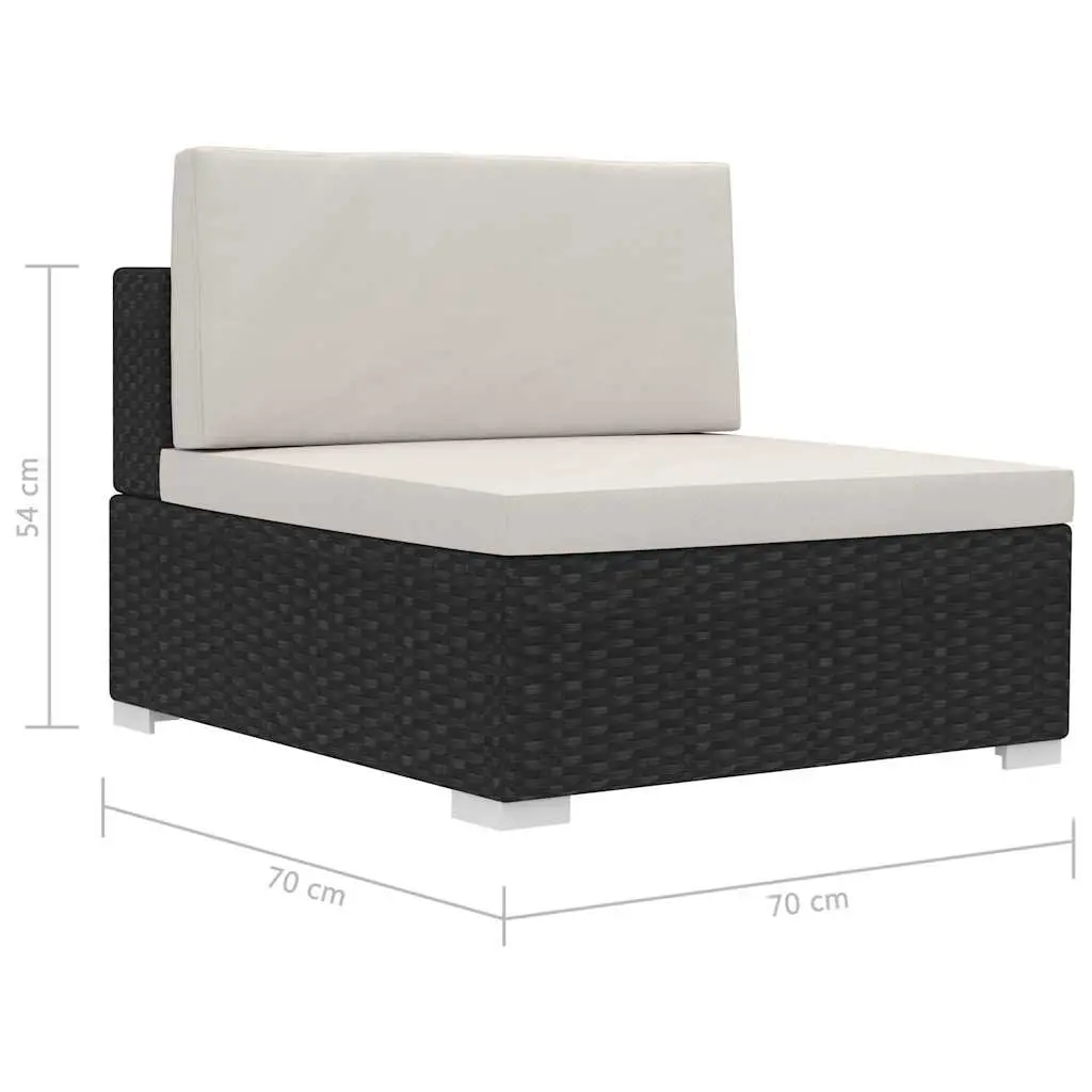 Outdoor Sofa Set 4 Piece Garden Patio Furniture Black Poly Rattan