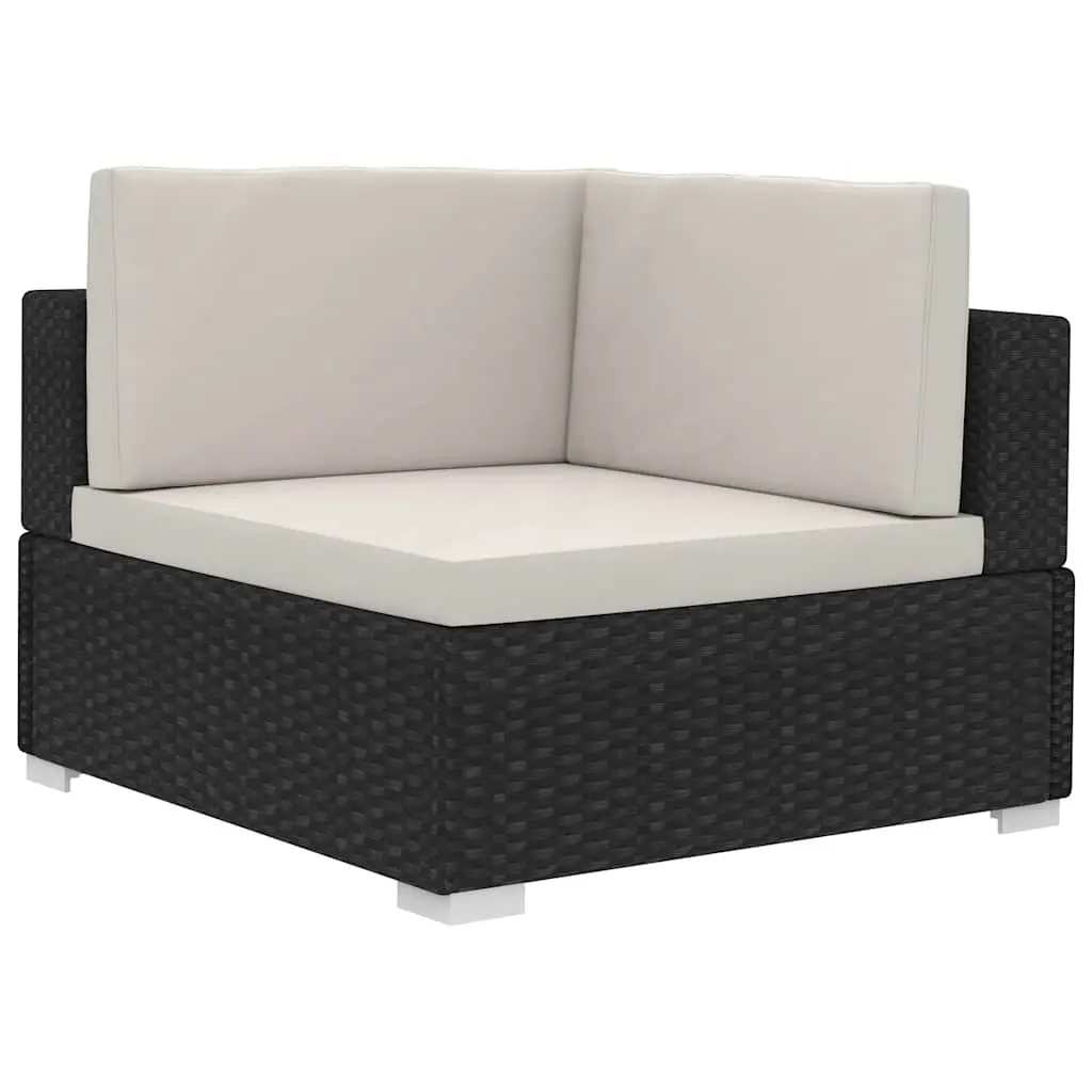 Outdoor Sofa Set 4 Piece Garden Patio Furniture Black Poly Rattan