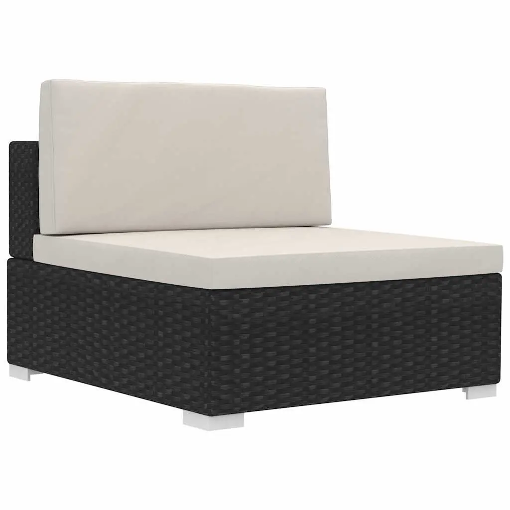 Outdoor Sofa Set 4 Piece Garden Patio Furniture Black Poly Rattan