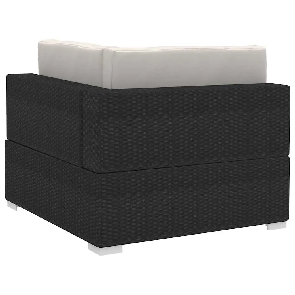 Outdoor Sofa Set 4 Piece Garden Patio Furniture Black Poly Rattan