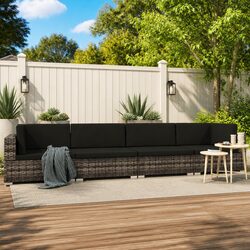 Comfortable 4-Piece Grey Poly Rattan Sofa Set