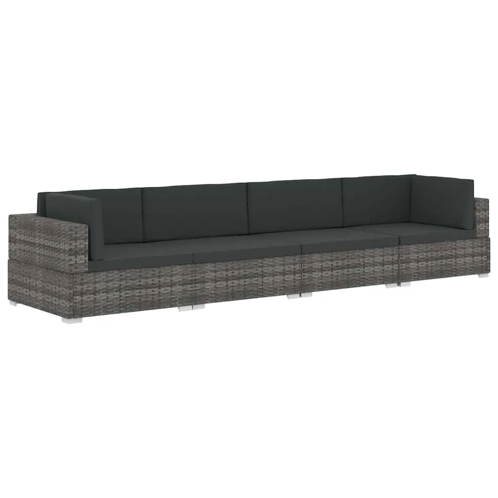 Outdoor Sofa Set 4 Piece Garden Seating Poly Rattan Corner Patio Furniture Grey
