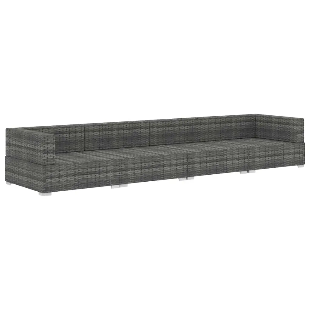 Outdoor Sofa Set 4 Piece Garden Seating Poly Rattan Corner Patio Furniture Grey