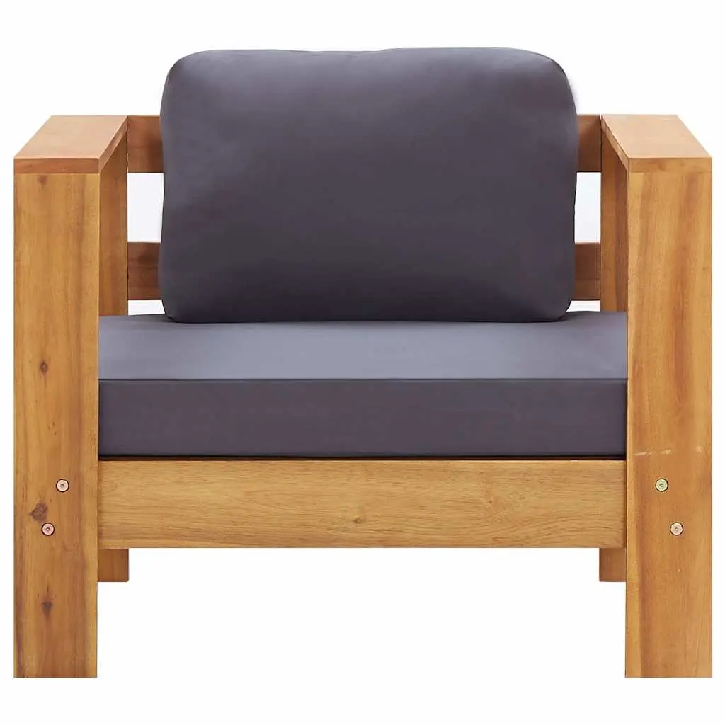 Garden Sofa Chair with Cushion Dark Grey Solid Acacia Wood Outdoor Armchair Seat