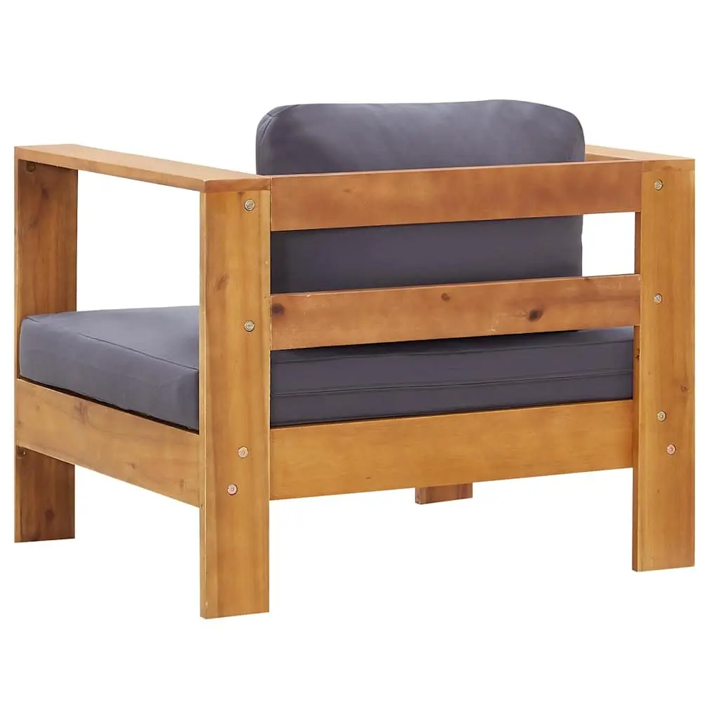 Garden Sofa Chair with Cushion Dark Grey Solid Acacia Wood Outdoor Armchair Seat