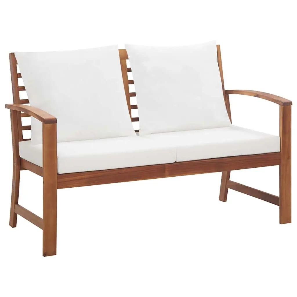 4 Piece Garden Lounge Set Outdoor Furniture Sofa Acacia Wood with Cushions White
