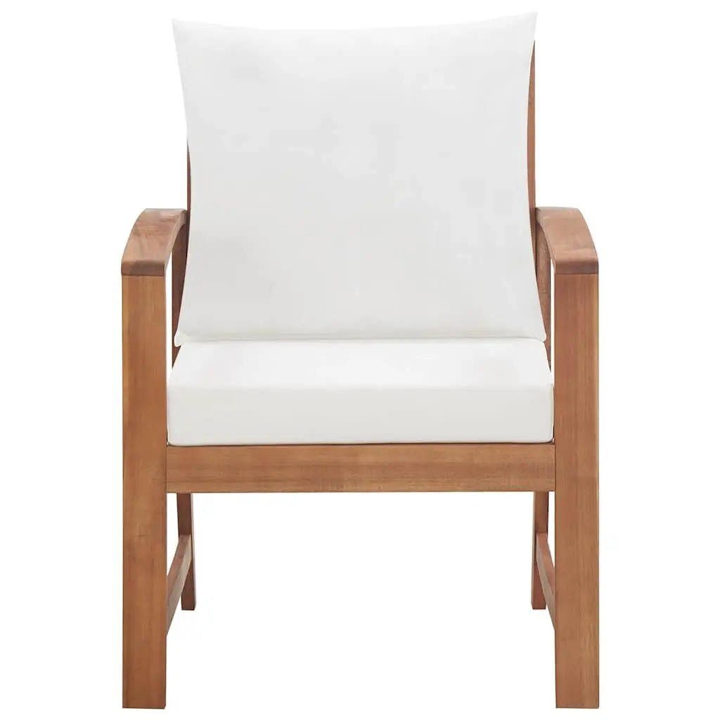 4 Piece Garden Lounge Set Outdoor Furniture Sofa Acacia Wood with Cushions White