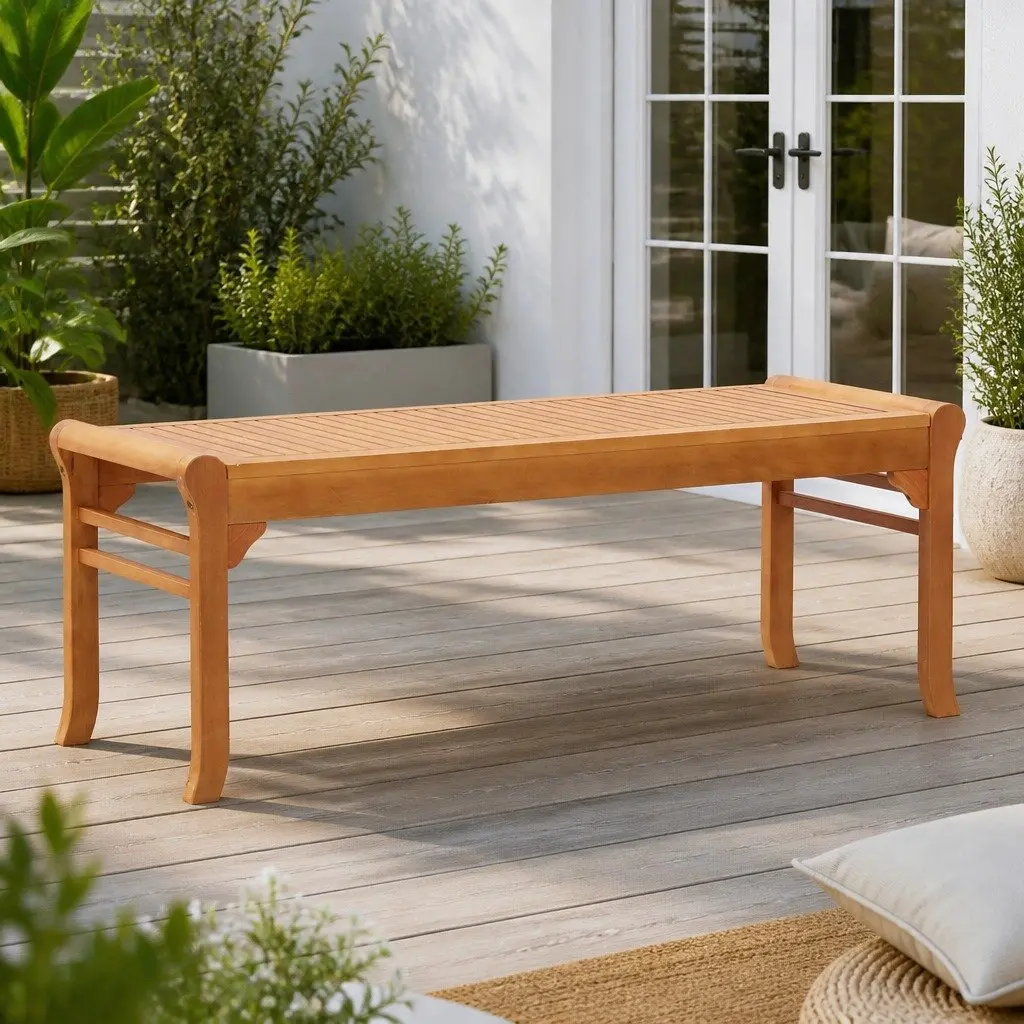 Wooden Bench Outdoor Seating 120cm Brown