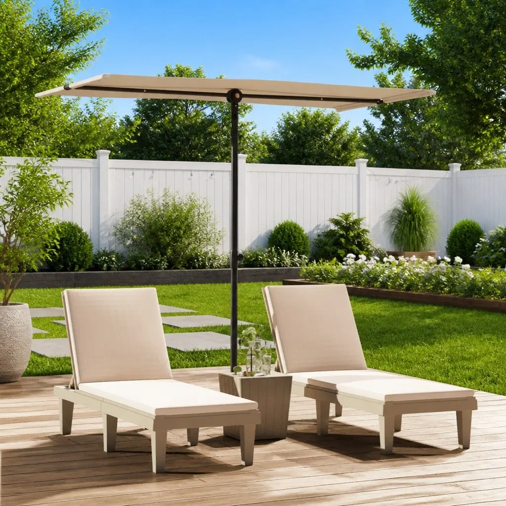 Garden Parasol Outdoor Sunshade 180x110cm Rotating Cantilever Taupe