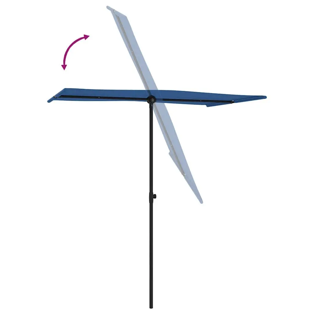 Garden Parasol Sun Shade Umbrella 180x110 cm Rotating Canopy Azure Blue