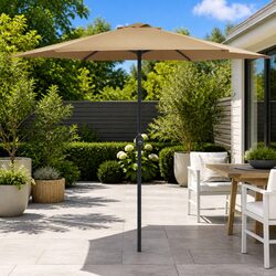 Reliable Garden Parasol: 270x246cm Taupe Outdoor Umbrella