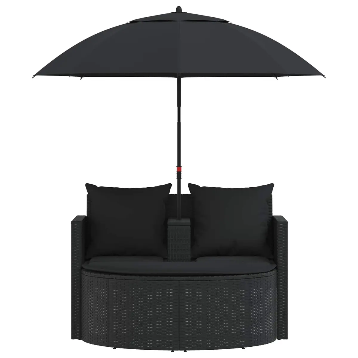 Rattan Lounge Bed Outdoor Garden Furniture Set with Parasol Black Cream White