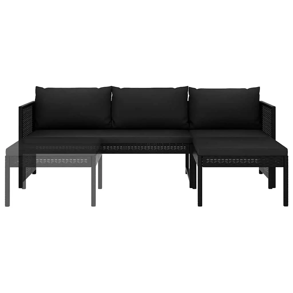 Outdoor Lounge Set Garden Furniture 3 Piece Poly Rattan Patio Sofa Black