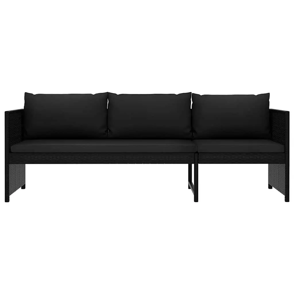 Outdoor Lounge Set Garden Furniture 3 Piece Poly Rattan Patio Sofa Black
