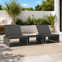 Comfortable Reclining Lounge Set with Cushions and Table