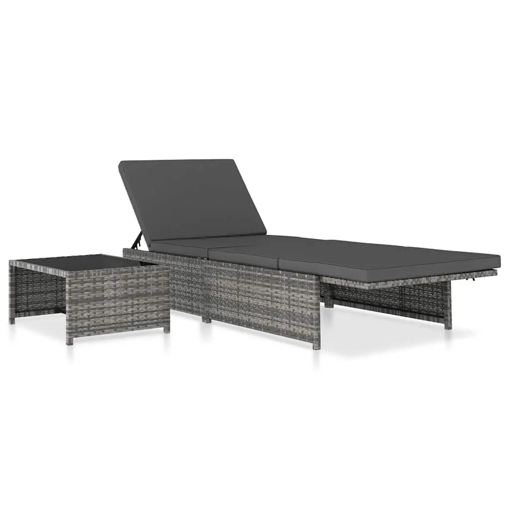 Reclining Lounge Set with Cushions and Table