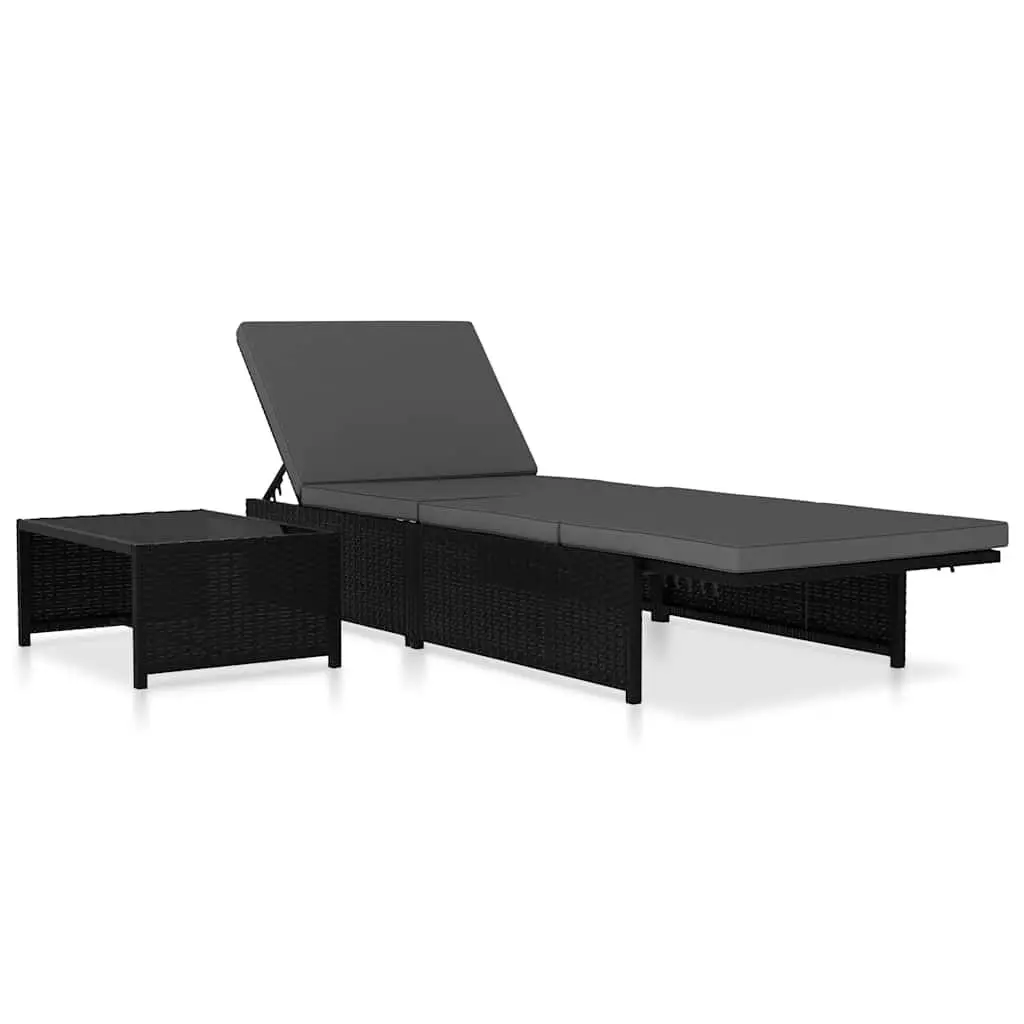 Black Reclining Garden Chairs with Table