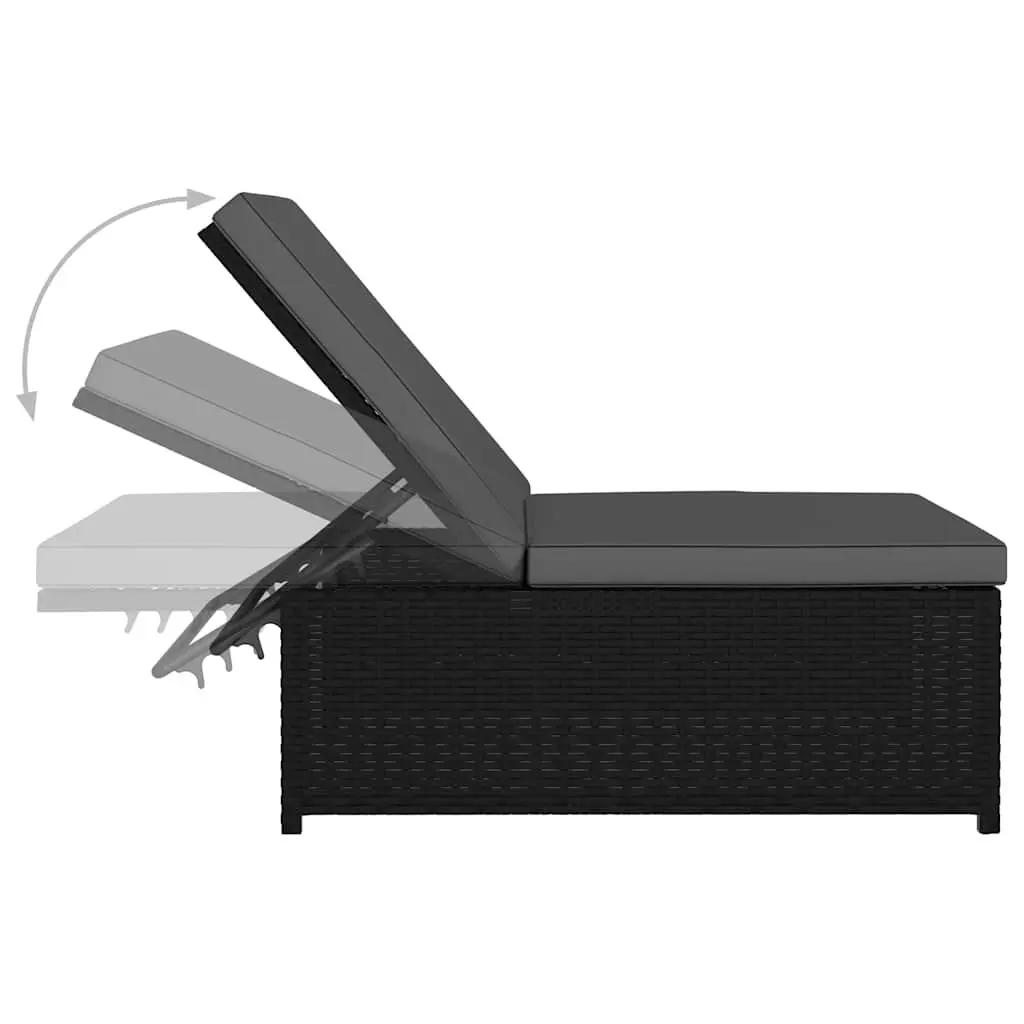 Black Reclining Garden Chairs with Table