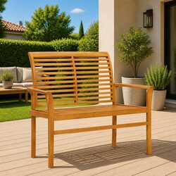 Reliable 112cm Outdoor Garden Bench in Solid Teak Wood