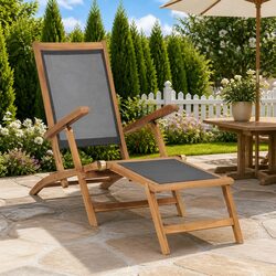 Reliable Deck Chair with Detachable Footrest for Outdoor Use