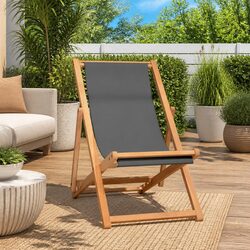 Comfortable Folding Beach Chair - Teak Wood Construction