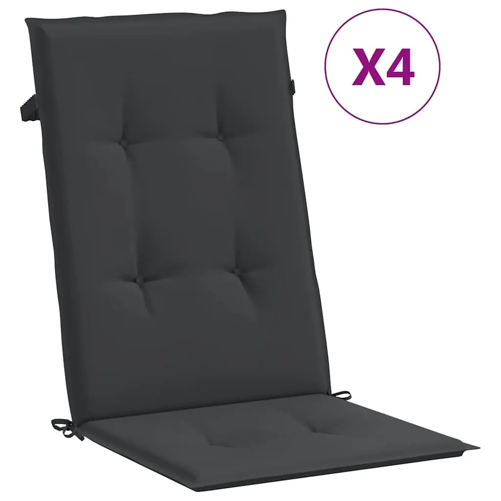 Highback Chair Cushions Outdoor Garden Patio Seat Pad 120x50x3 cm Black 4 Piece