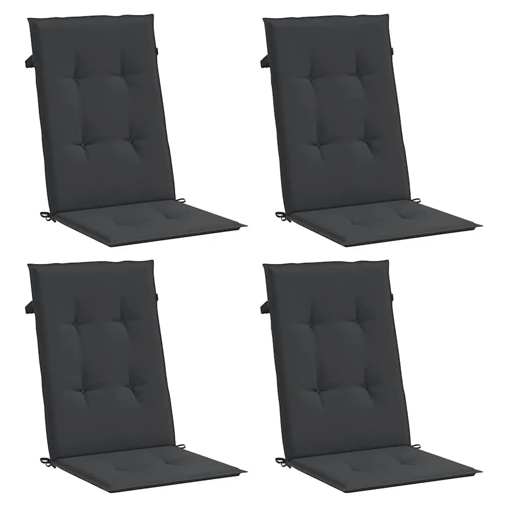 Highback Chair Cushions Outdoor Garden Patio Seat Pad 120x50x3 cm Black 4 Piece