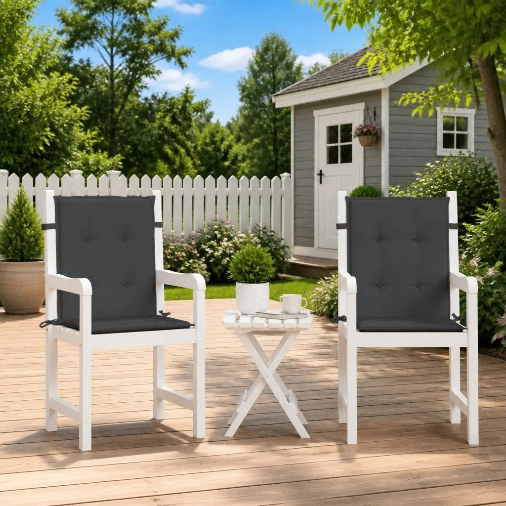 Lowback Chair Cushions Outdoor Seat 2 Piece Anthracite Oxford Fabric