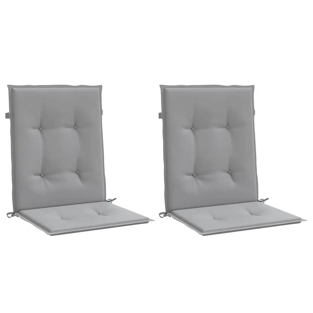 Lowback Chair Cushions Grey Oxford Fabric Outdoor Garden Patio Seat Pads 2 Piece