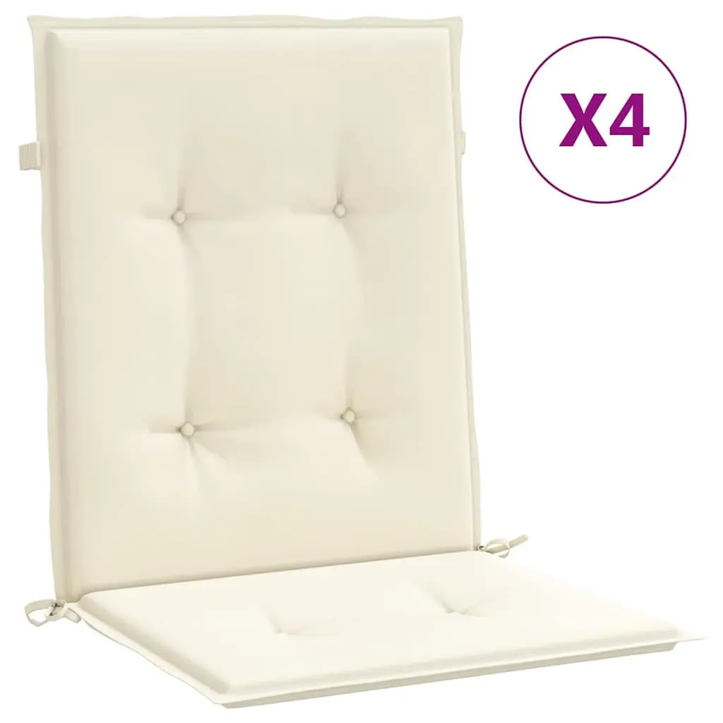 Lowback Chair Cushions Outdoor Patio Seat Pad Set 4 Pcs Cream 100 x 50 x 2 cm