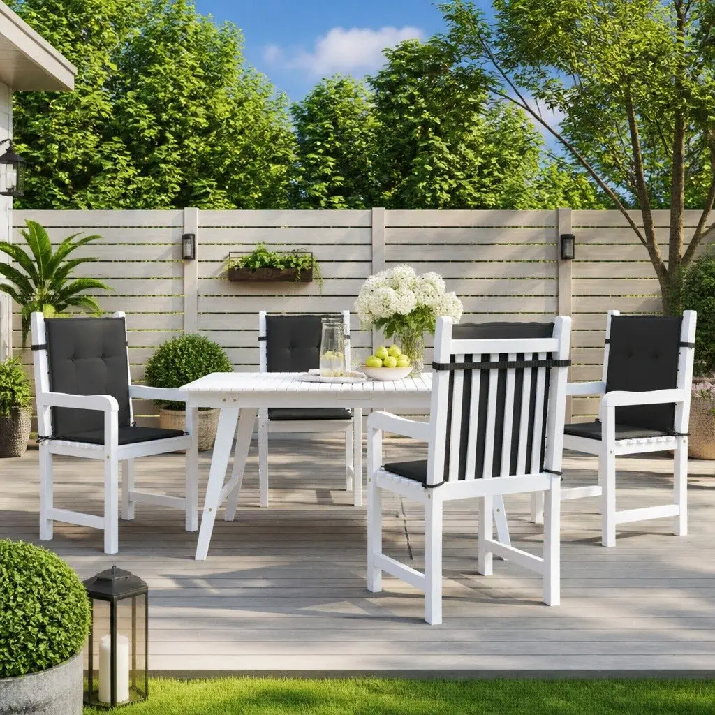 Lowback Chair Cushions 4 Piece Outdoor Indoor Comfort 100x50x3 cm Black Oxford Fabric
