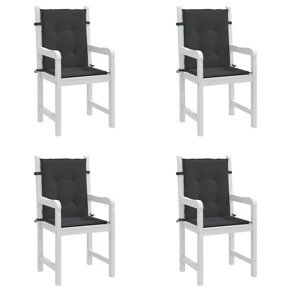 Lowback Chair Cushions 4 Piece Outdoor Indoor Comfort 100x50x3 cm Black Oxford Fabric