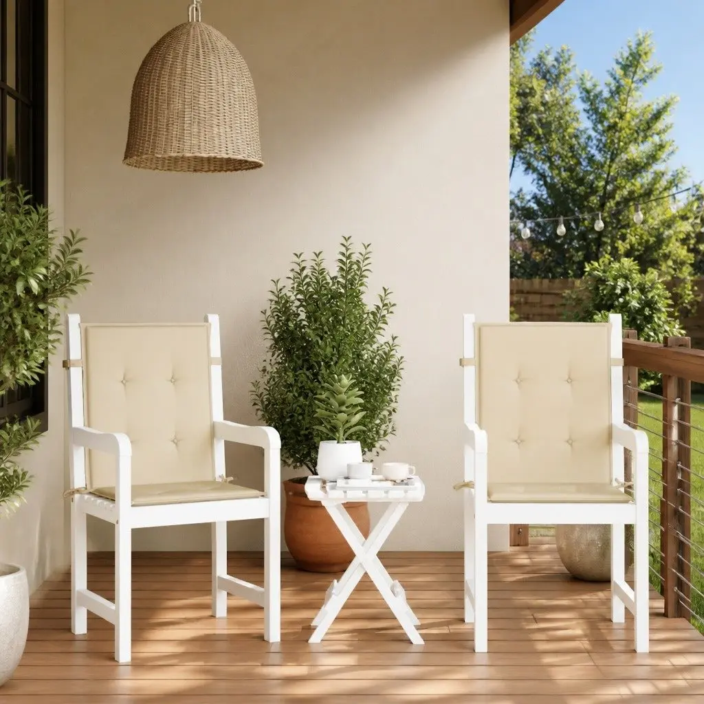 Lowback Chair Cushions Outdoor Patio Seat Pads 100x50x3cm Beige 2 Pack