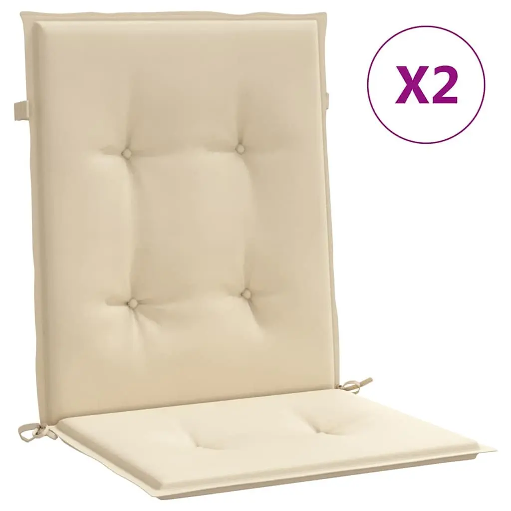 Lowback Chair Cushions Outdoor Patio Seat Pads 100x50x3cm Beige 2 Pack