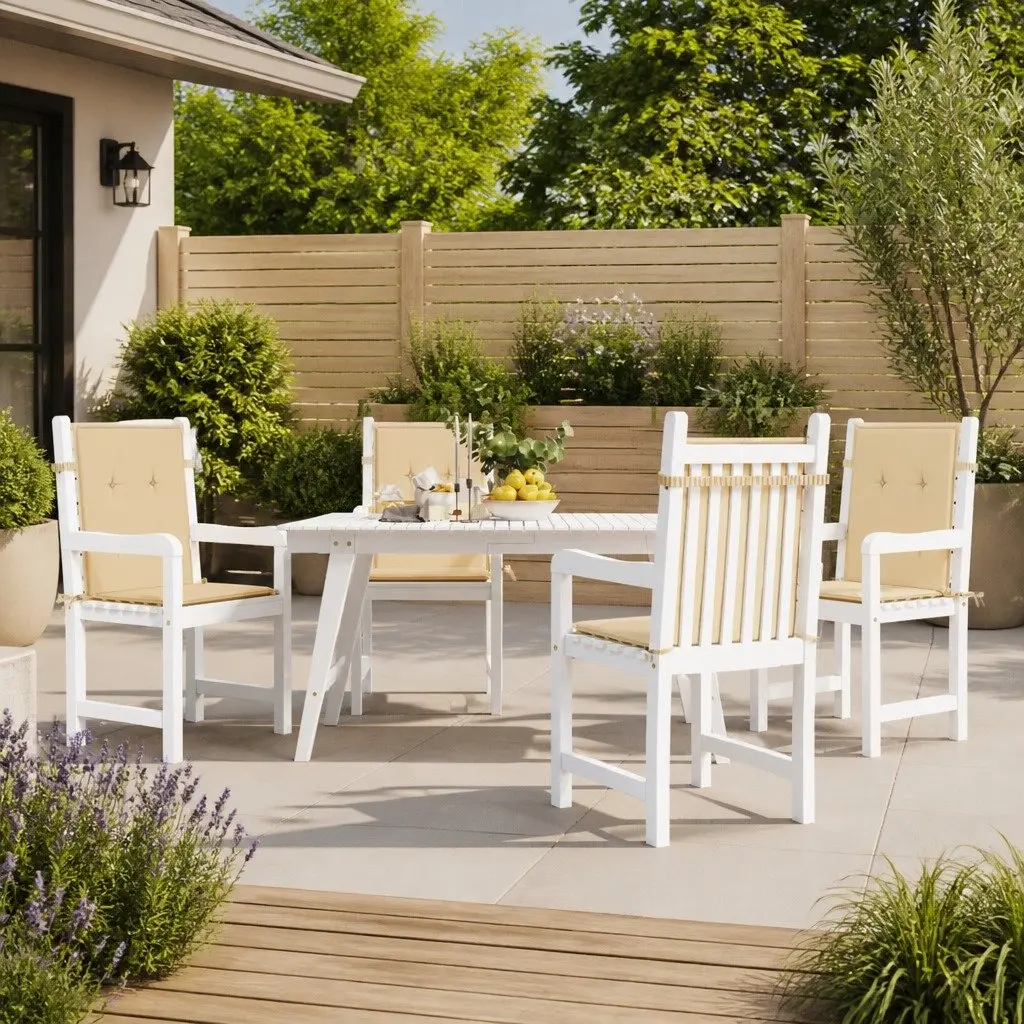 Lowback Chair Cushions Outdoor Garden Patio Seating Pad 100 x 50 x 3 cm Beige 4 Piece