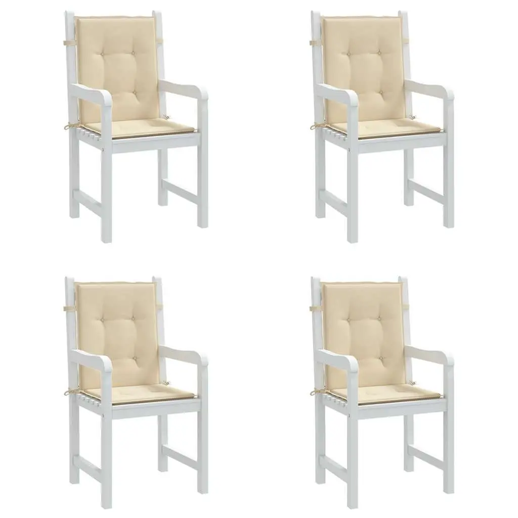 Lowback Chair Cushions Outdoor Garden Patio Seating Pad 100 x 50 x 3 cm Beige 4 Piece