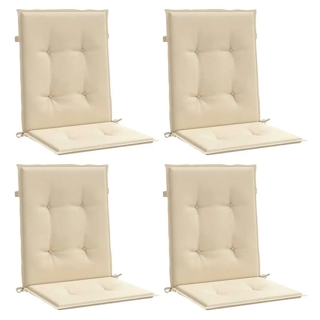 Lowback Chair Cushions Outdoor Garden Patio Seating Pad 100 x 50 x 3 cm Beige 4 Piece